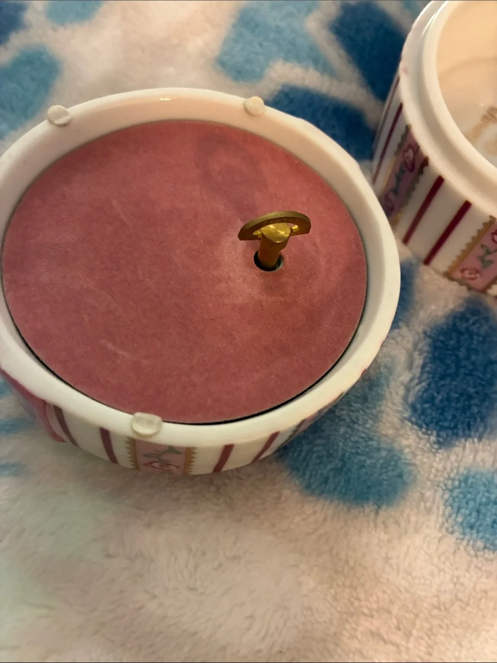 Pink Striped Porcelain Heirloom Music Company Trinket Box with Bow